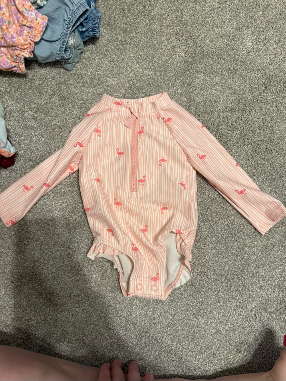 Carter's Pink Stripe Flamingo One-Piece Swimsuit